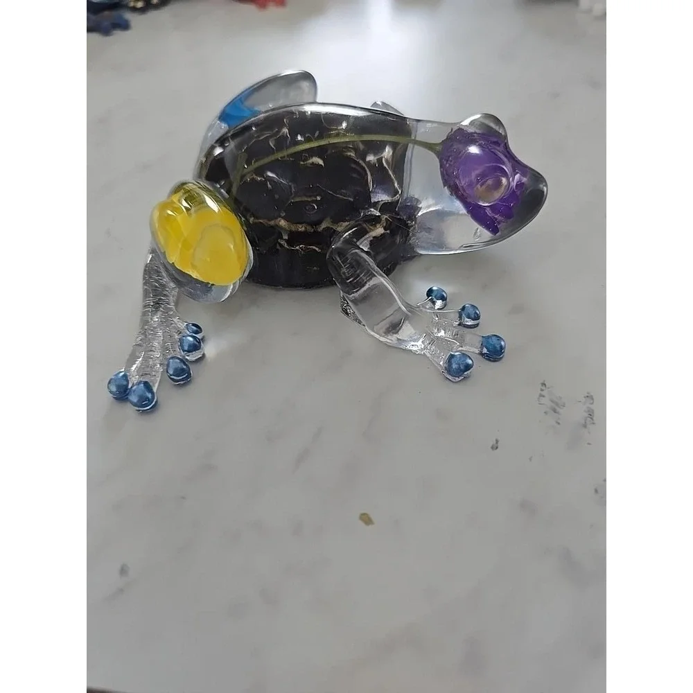 Resin Frog‎ Home Decor Figure Handmade 714 Purple